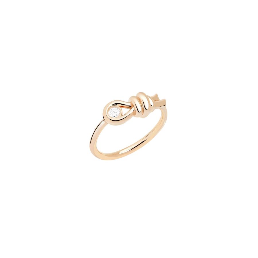 DoDo Anello Nodo Oro Rosa 9kt con un Diamante Bianco 0.07 ct