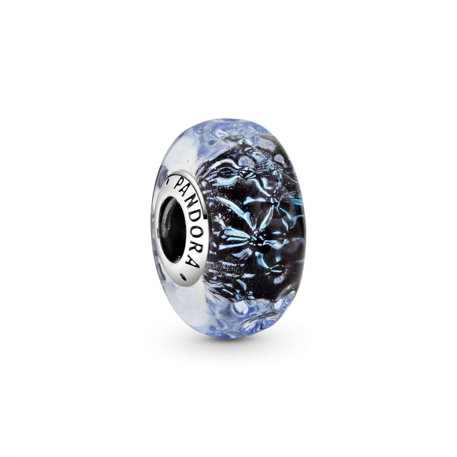 Bracciale GlassOfVenice Delizia in pelle di vetro di Murano - Blu acqua