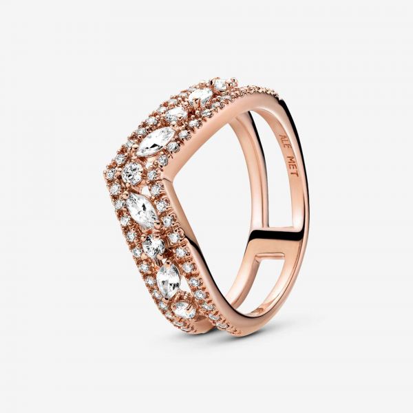 PANDORA Anello chevron doppio taglio marquise