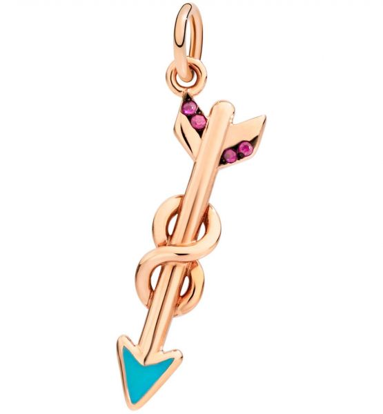 DoDo Ciondolo Freccia in Oro Rosa e Rubini