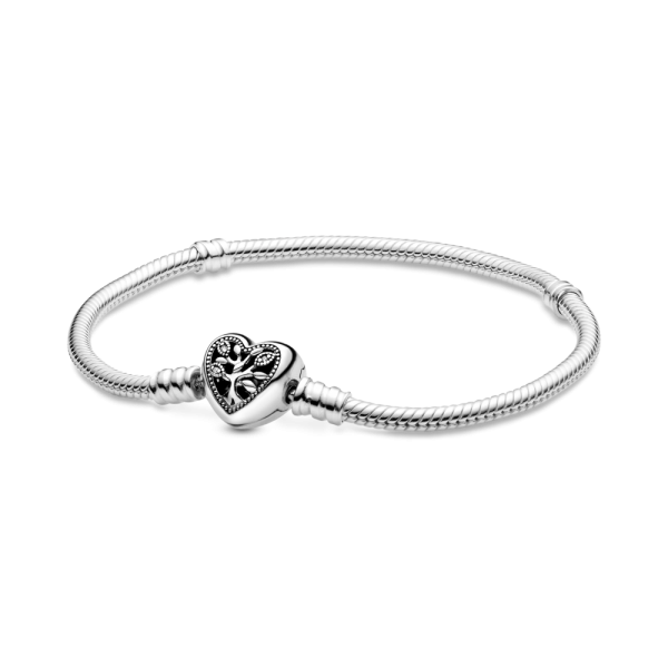 PANDORA Bracciale Pandora Moments con maglia snake, chiusura a cuore e albero della vita