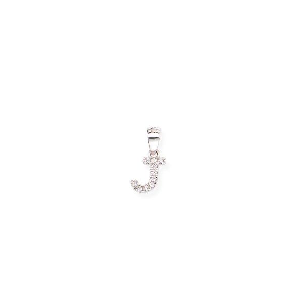AMEN Lettera zirconi bianchi Rodio (H. 6mm)