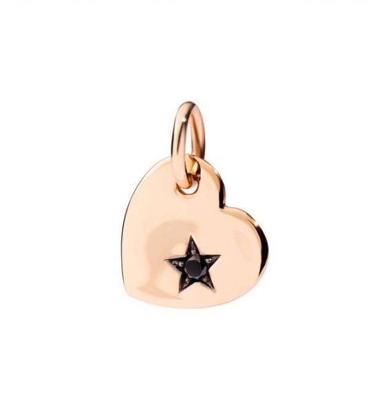DoDo Ciondolo Cuore Grande In Oro Rosa e Un Diamante Black