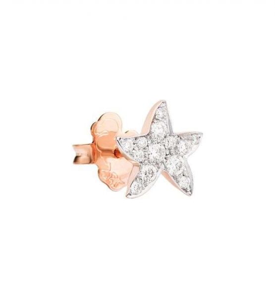 DoDo Mono Orecchino Stella Oro Rosa e Diamanti Bianchi