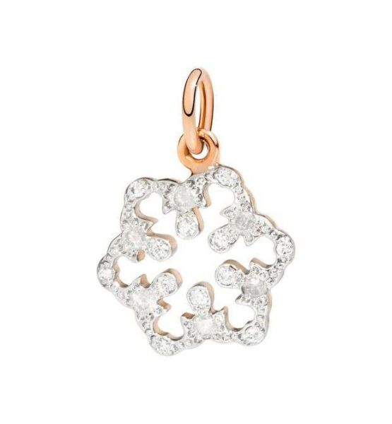 DoDo charm in oro rosa 9K con 12 diamanti bianchi (ct 0,08) e 6 diamanti icy