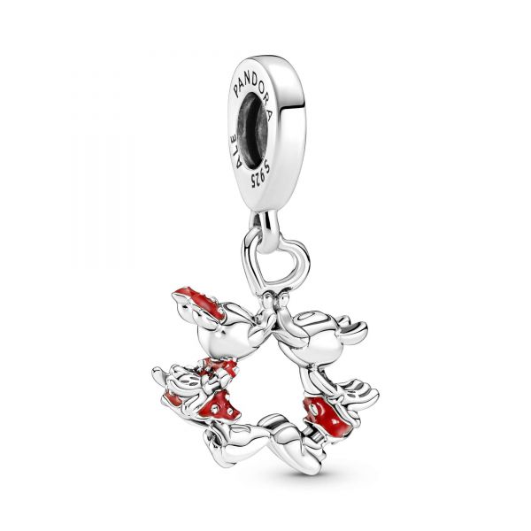 PANDORA Disney, charm Pendente Mickey Mouse & Minnie, Il Bacio