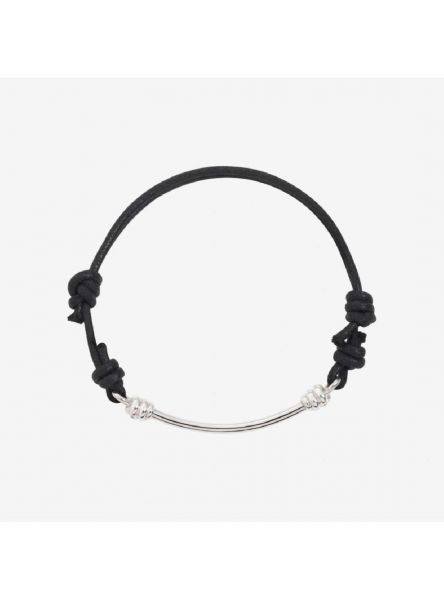 DoDo Bracciale Nodo Argento con Cordino Nero