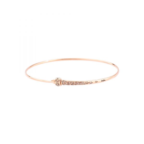 DoDo Bracciale Rigido Bangle in Oro Rosa con Diamanti Brown Bianchi  