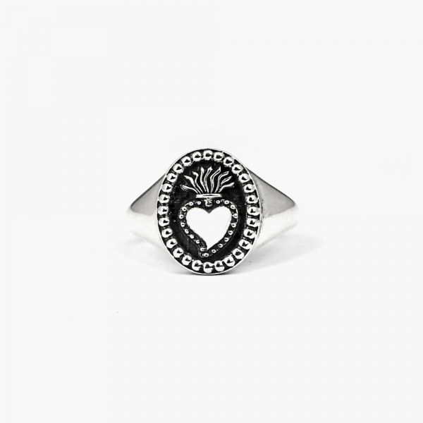 NOVE25 CHEVALIER OVALE CUORE EX VOTO / ARGENTO BRUNITO LUCIDO