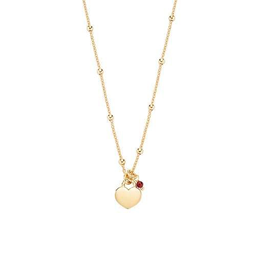 AMEN Collana Cuore Dorata e Cipollino Rubino