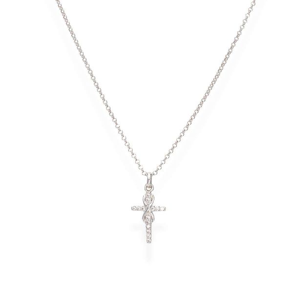 AMEN Collana Girocollo Amen Donna con Croce e Infinito pendente impreziosita da zirconi bianchi
