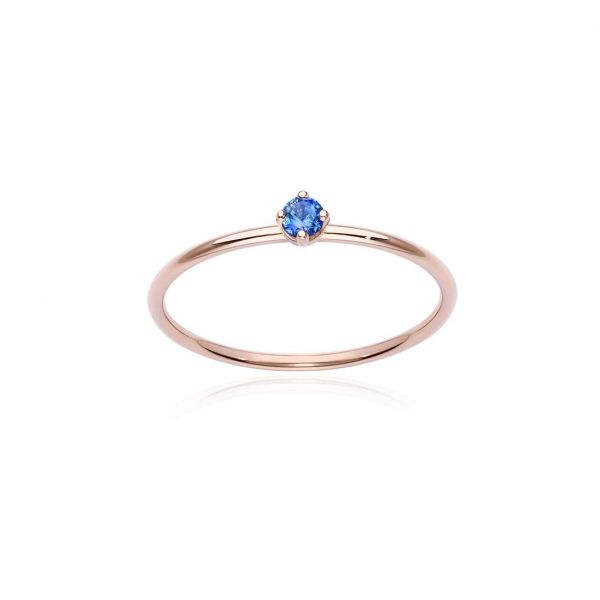 BURATO Anello Solitario Zaffiro Blu