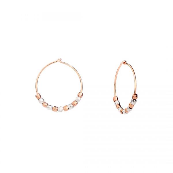 DoDo Orecchini Cerchio Mini Granelli in oro rosa 9k e argento 925