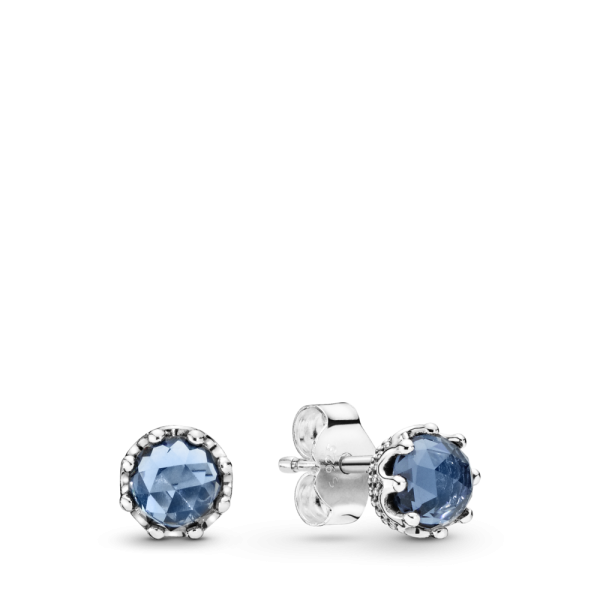 PANDORA Orecchini a Lobo Corone Blu Scintillanti