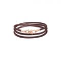 DoDo Bracciale Nodo con chiusura e terminali in Oro Rosa 9kt, Cordino in pelle Marrone