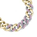 CHIARA FERRAGNI CHAIN BRACELETAC YELLOW GOLD+SILVER/PAVE PINK CZ 170+25MM