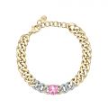 CHIARA FERRAGNI CHAIN BRACELET YELLOW GOLD+SILVER+WHITE/PINK CZ 170+25MM