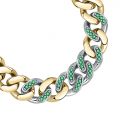 CHIARA FERRAGNI CHAINBRACELET YELLOW GOLD+SILVER/PAVE GREEN CZ 170+25MM