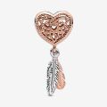 PANDORA Charm Acchiappasogni con piume e cuore openwork