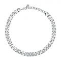 CHIARA FERRAGNI CHAIN NECKLACE SILVER PAVE WHITE CZ 38+7CM