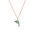 DoDo Ciondolo delfino in oro rosa 9K e smalto ottanio effetto madreperla.