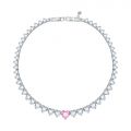 CHIARA FERRAGNI DIAMOND HEART NECKLACE SILVER+WHITE/PINK CZ 40CM+1.5H-LINK