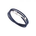 DoDo Bracciale Nodo con chiusura in Argento e Cinturino in Pelle Blu. 