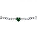 CHIARA FERRAGNI DIAMOND HEART BRACELET SILVER+GREEN CZ 175+15MM