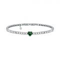 CHIARA FERRAGNI DIAMOND HEART BRACELET SILVER+GREEN CZ 175+15MM