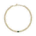 CHIARA FERRAGNI CHAIN NECKLACE YELLOW GOLD+GREEN CZ 33+7CM