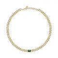 CHIARA FERRAGNI CHAIN NECKLACE YELLOW GOLD+GREEN CZ 33+7CM