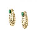 CHIARA FERRAGNI CHAIN EARRINGS YELLOW GOLD+GREEN CZ 48MM