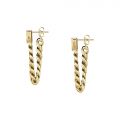 CHIARA FERRAGNI CHAIN EARRINGS YELLOW GOLD+GREEN CZ 48MM