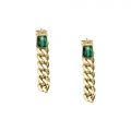 CHIARA FERRAGNI CHAIN EARRINGS YELLOW GOLD+GREEN CZ 48MM