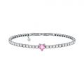 CHIARA FERRAGNI DIAMOND HEART BRACELET SILVER+PINK CZ 175+15MM