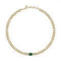 CHIARA FERRAGNI CHAIN NECKLACE YELLOW GOLD+GREEN CZ 38+4CM