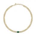 CHIARA FERRAGNI CHAIN NECKLACE YELLOW GOLD+GREEN CZ 38+4CM