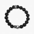 NOVE25 BRACCIALE AGATA NERA OPACA 080 E CUORE EX VOTO / ARGENTO BRUNITO LUCIDO