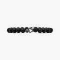 NOVE25 BRACCIALE AGATA NERA OPACA 080 E CUORE EX VOTO / ARGENTO BRUNITO LUCIDO