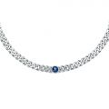 CHIARA FERRAGNI CHAIN NECKLACE SILVER W/BLUE CZ 33+9CM