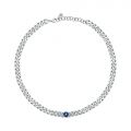 CHIARA FERRAGNI CHAIN NECKLACE SILVER W/BLUE CZ 33+9CM