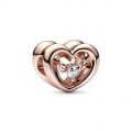 PANDORA Charm Cuore Splendente con Pietra Rose