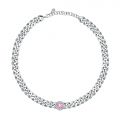 CHIARA FERRAGNI CHAIN NECKLACE SILVER W/PINK CZ 38+4CM