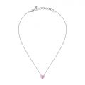 CHIARA FERRAGNI DIAMOND HEART SILVER CHAIN& PENDANT  PINK CZ 38+4CM