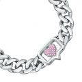 CHIARA FERRAGNI CHAIN BRACELET SILVER PAVE PINK CZ 165+30MM