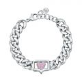 CHIARA FERRAGNI CHAIN BRACELET SILVER PAVE PINK CZ 165+30MM