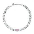 CHIARA FERRAGNI CHAIN NECKLACE SILVER PAVE PINK CZ 38+7CM