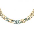 CHIARA FERRAGNI CHAIN NECKLACE YELLOW GOLD+SILVER/PAVE GREEN CZ 38+7CM