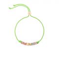 DoDo Bracciale Simboli Argento Dorato Oro Rosa 18Kt, Cordino in Poliestere Verde Fluo e Scritta Colorata  <3 AMORE