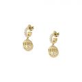 CHIARA FERRAGNI CHAIN  EARRINGS YELLOW GOLD+PAVE WHITE PP+EYE LOGO 24.2MM